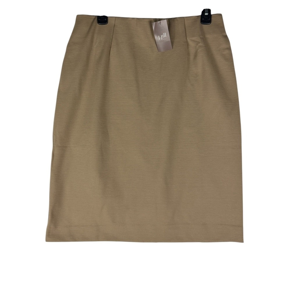 J Jill Womens ST Tall Pull On Pencil Skirt Driftwood Tan Stretch Size Small NWT
